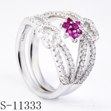 925 mulheres de prata anel de zircônia rosa moda (s-11333)